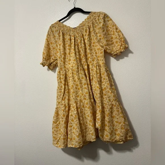 Madewell women’s cottage core 100% cotton summer floral mini dress small yellow - Picture 5 of 5